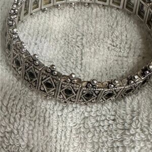 Silver and Black Geometric Bracelet